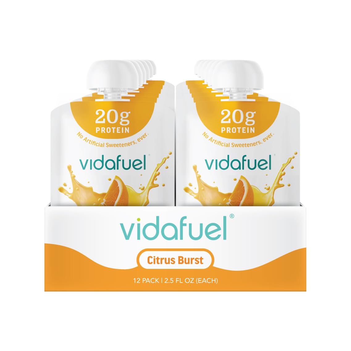 VIDAFUEL Wellness Protein Shot, Citrus Burst, 20g Protein, 12 Pk