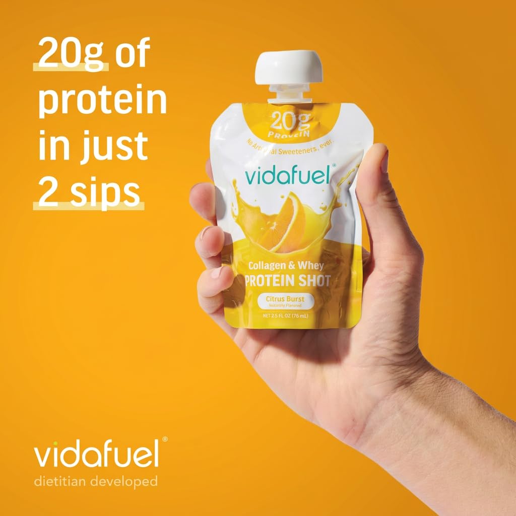 VIDAFUEL Wellness Protein Shot, Citrus Burst, 20g Protein, 12 Pk