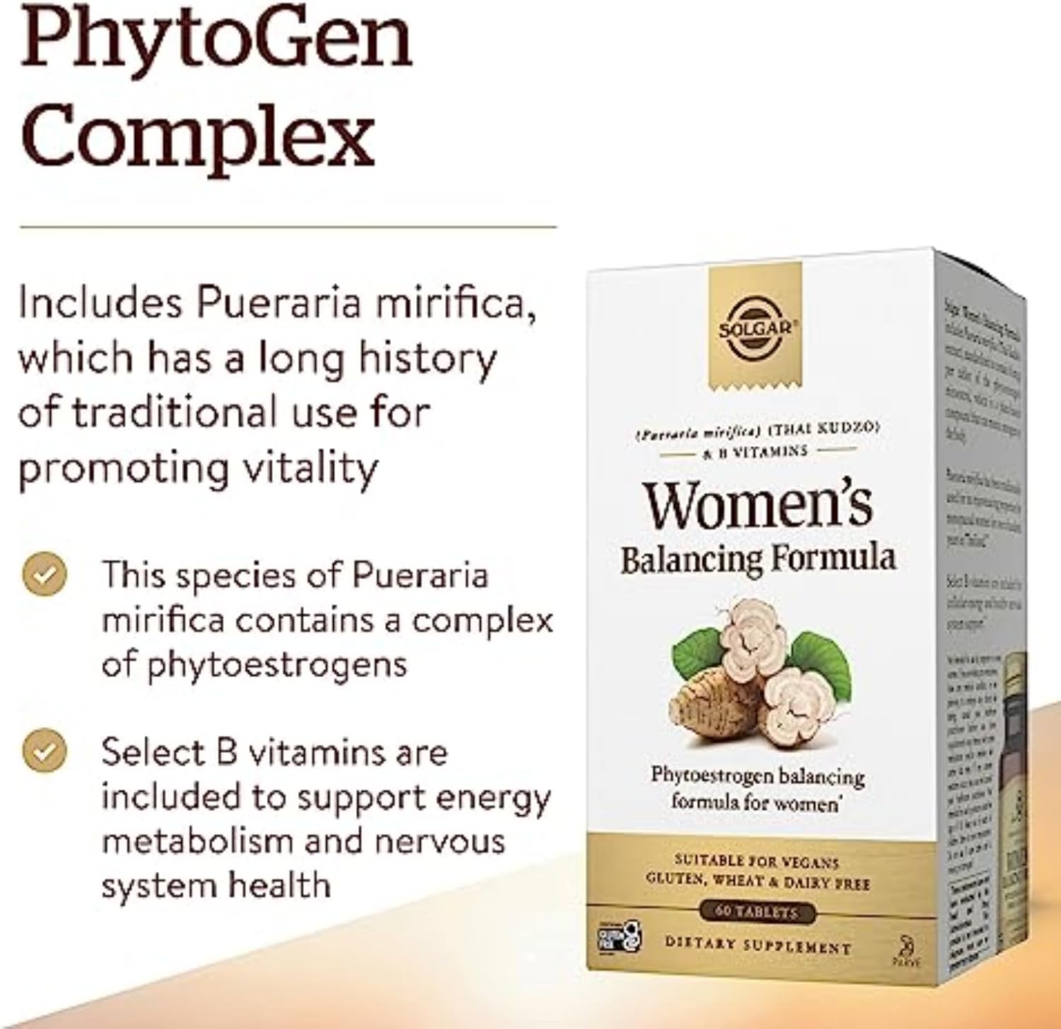 Solgar Women's Balancing Formula, 60 Tablets - Pueraria Mirifica - Phytoestrogen Balancing Formula, Energy Metabolism, Nervous System Health - Vegan, Gluten-Free, Dairy Free, Kosher - 60 Servings