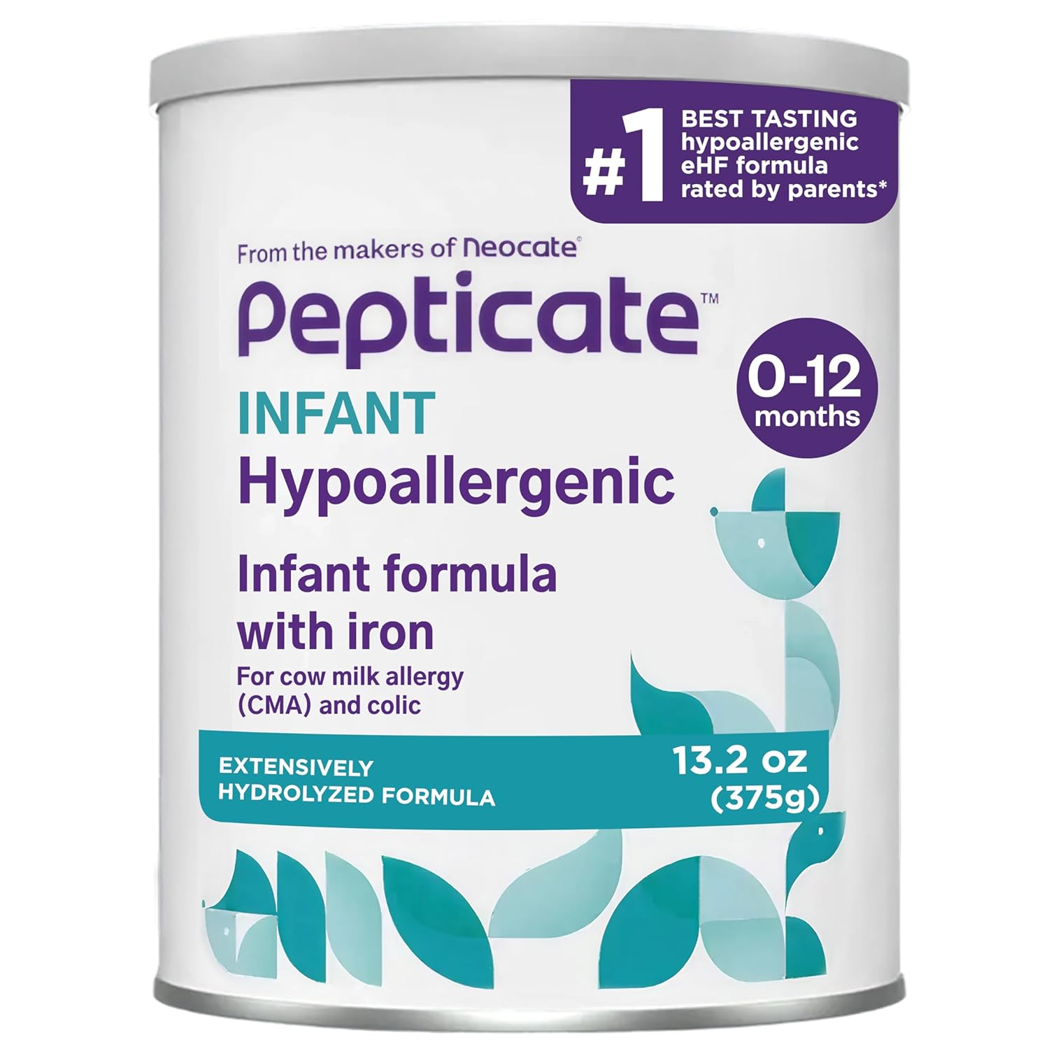 Pepticate Hypoallergenic Infant Formula for Relief of Cow Milk Allergy Symptoms, Nutritionally Complete Baby Milk with DHA, ARA & Prebiotics, Baby Formula Suitable from 0-12 months, 13.2oz