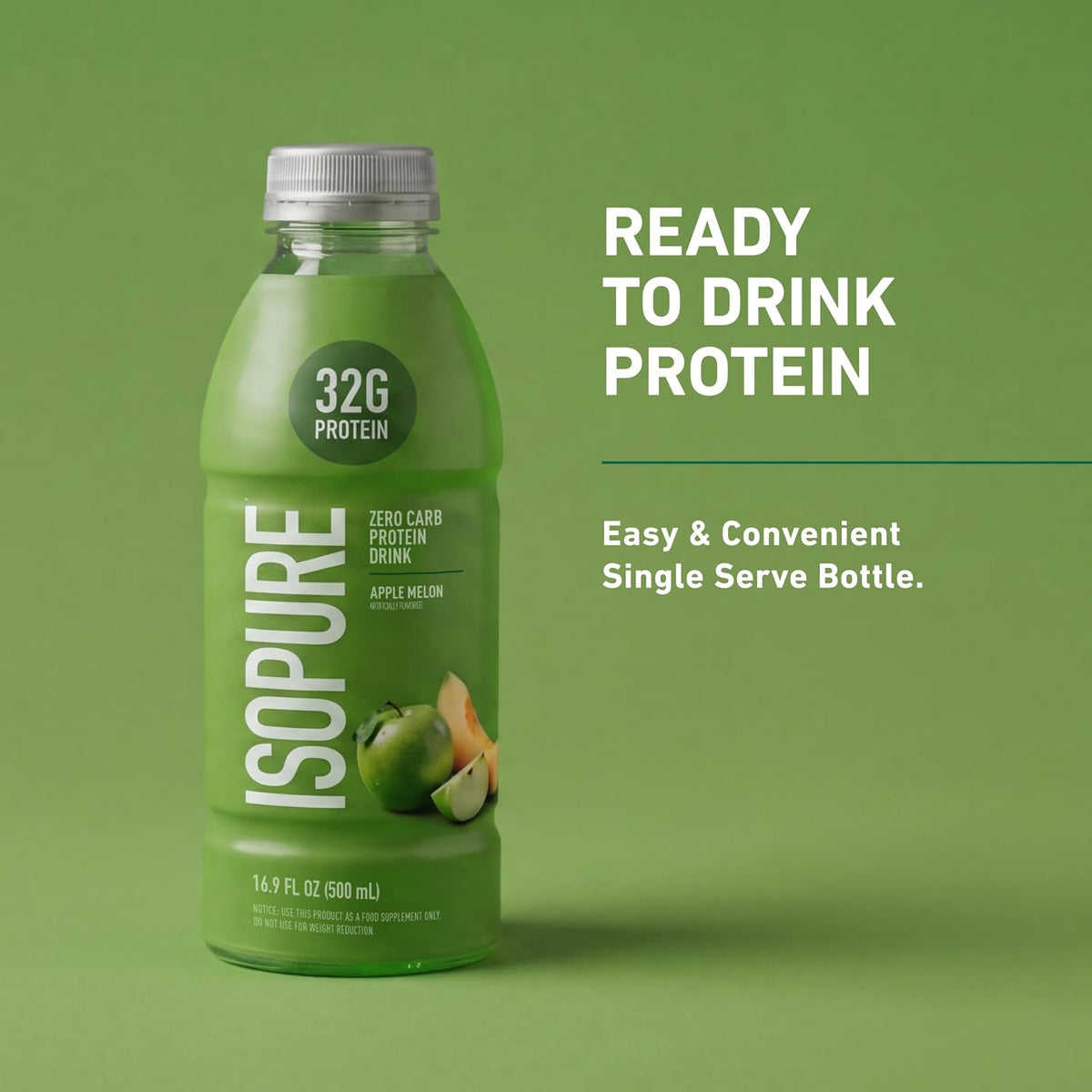 Isopure Zero Carb Clear Protein Drink, Apple Melon 12 Count