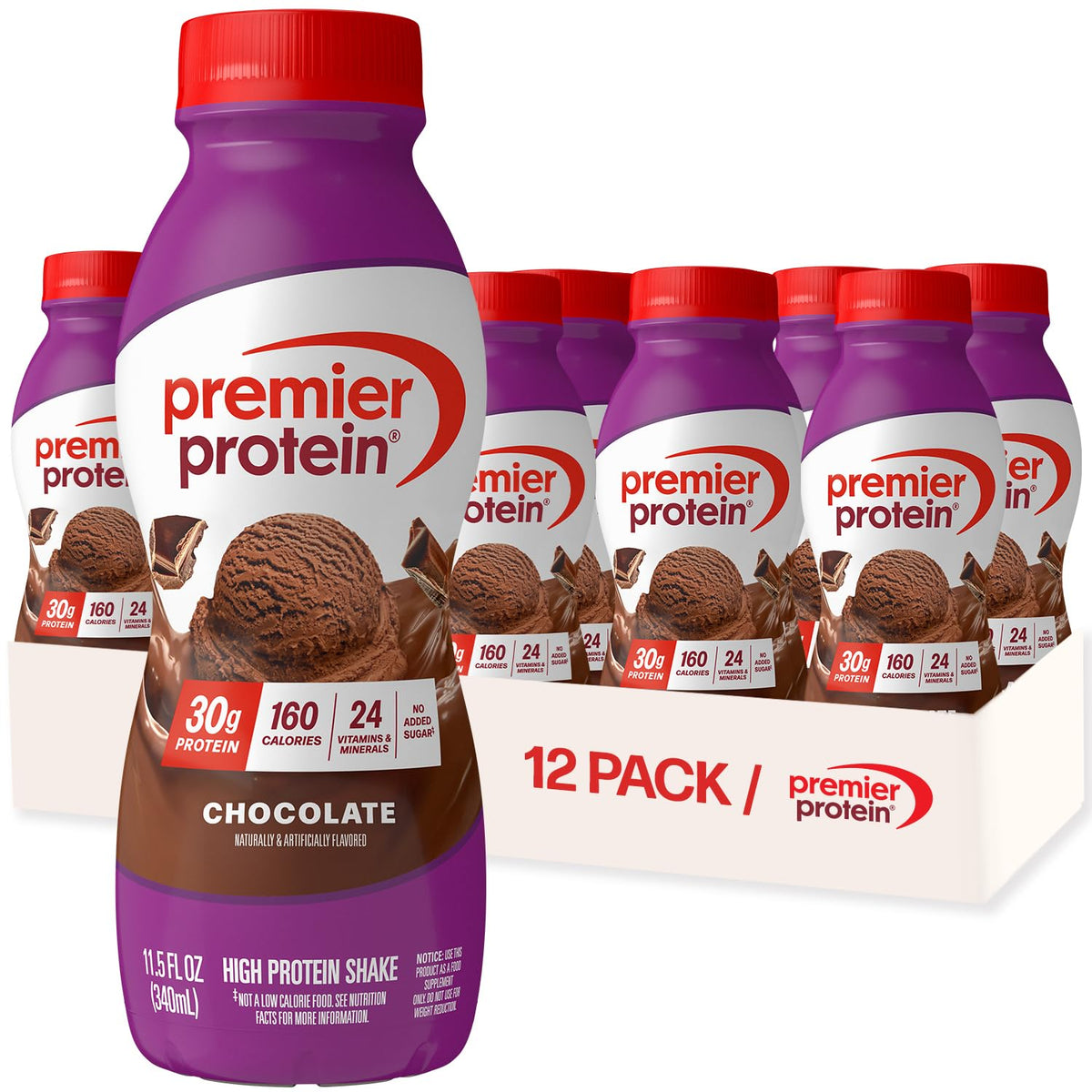 Premier Protein 30g High Protein Shake, Peaches & Cream, 12 Pack