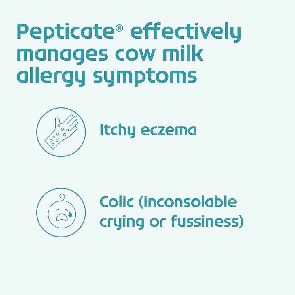 Pepticate Hypoallergenic Infant Formula for Relief of Cow Milk Allergy Symptoms, Nutritionally Complete Baby Milk with DHA, ARA & Prebiotics, Baby Formula Suitable from 0-12 months, 13.2oz