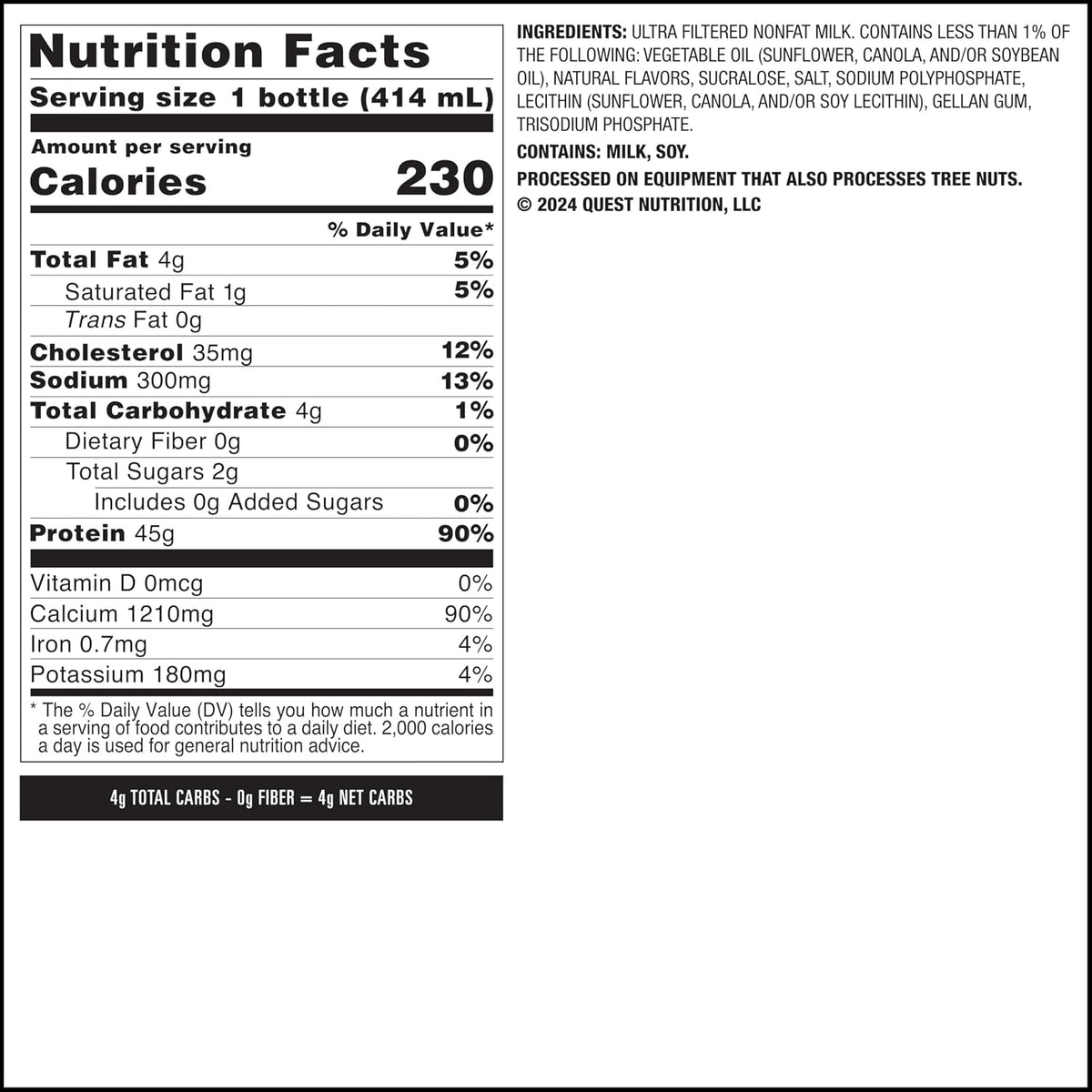 Quest Nutrition Strawberry Protein Shake, 45g Protein, 2g Sugar, 12 Count