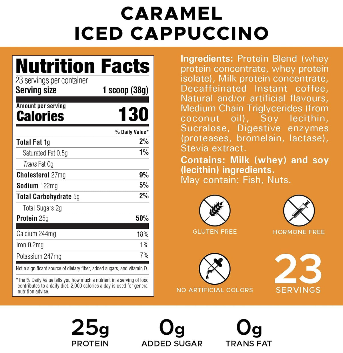 Revolution Nutrition, High Whey, Protein Powder 2LB, Whey Isolate, Gluten Free, Lean Muscle Mass for Men & Women, 25g of Protein Per Scoop, 908 g, 24 Servings (Caramel Iced Cappuccino, 2 Pound)