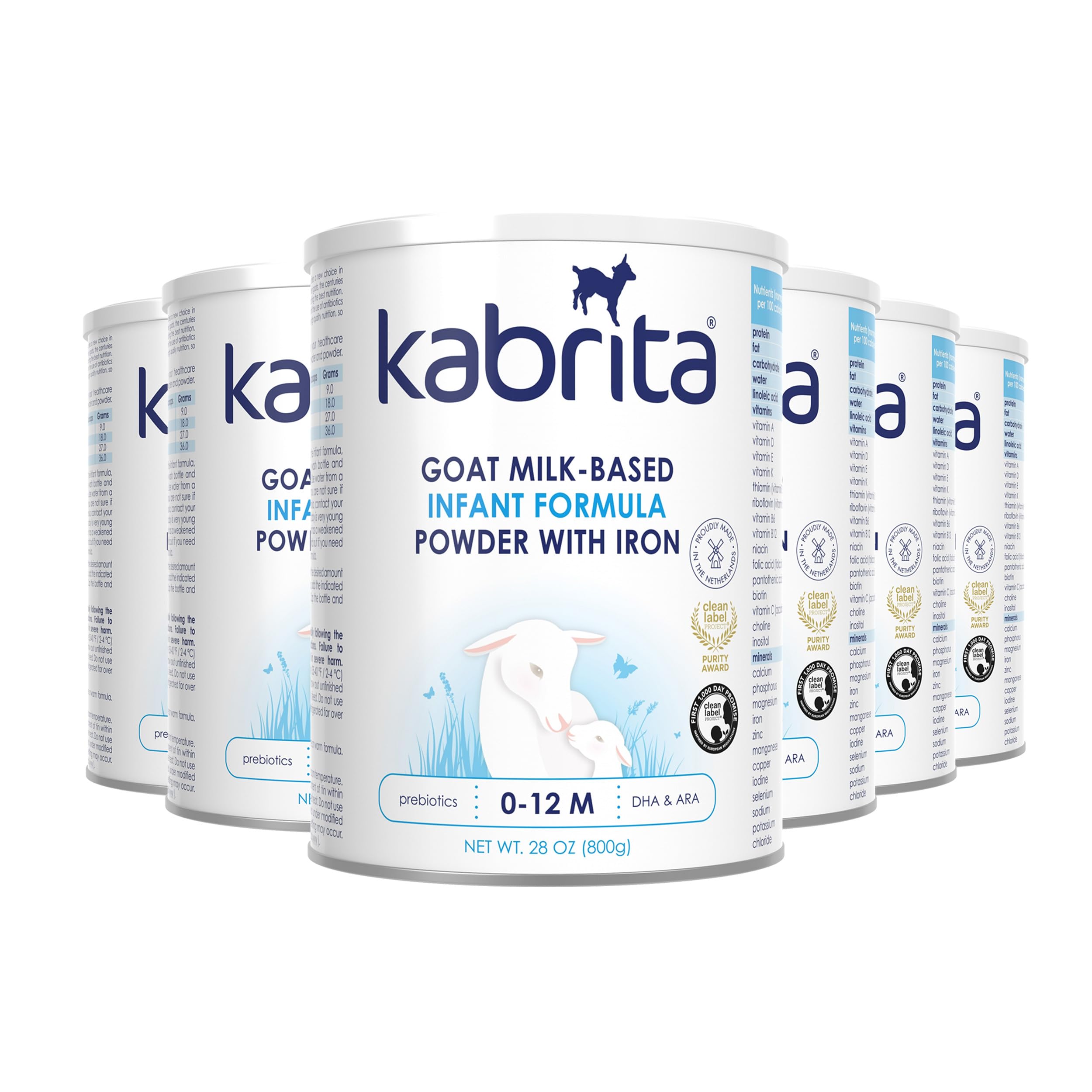 Kabrita Goat Milk-Based Infant Formula Powder, Designed for Gentle Digestion, Gentle Alternative to Cow’s Milk, with Iron, DHA, ARA & Prebiotics, for Infants 0–12 Months, Non-GMO, 28 oz